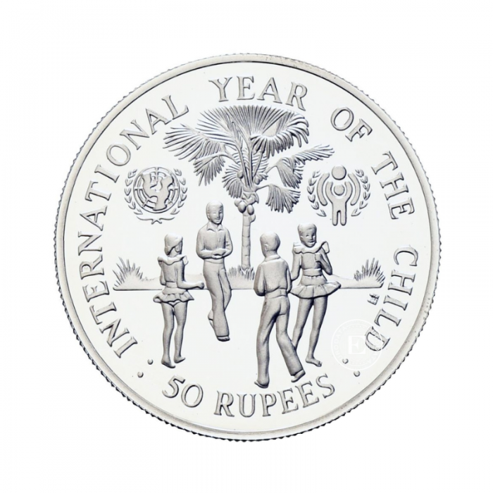 50 Rupien (19.44 g) Silbermünze PROOF International Year of the Child, Seychellen-Inseln 1980