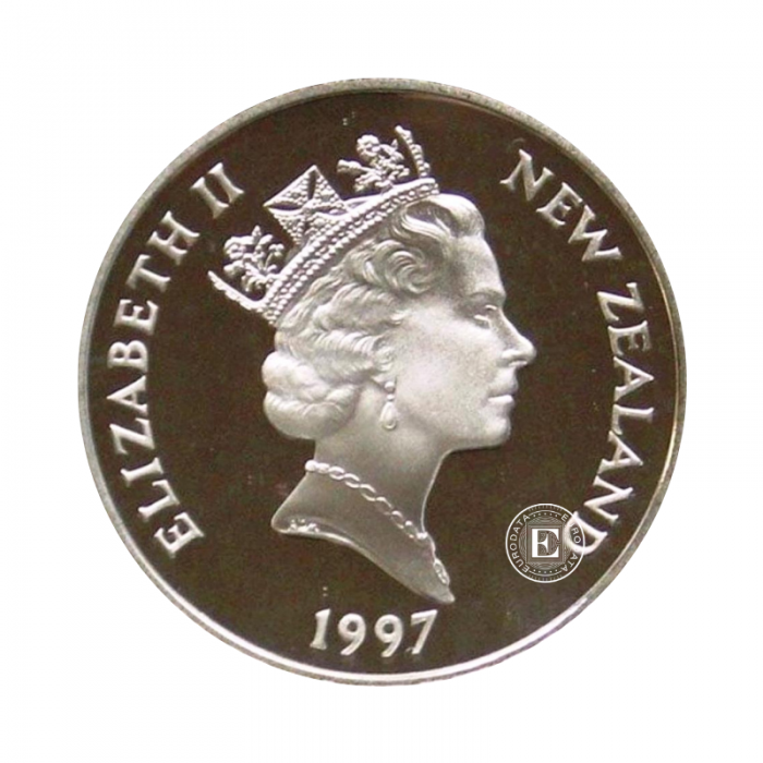 5 dolerių (27.22 g) sidabrinė PROOF moneta Kraistčerčas, Naujoji Zelandija 1997