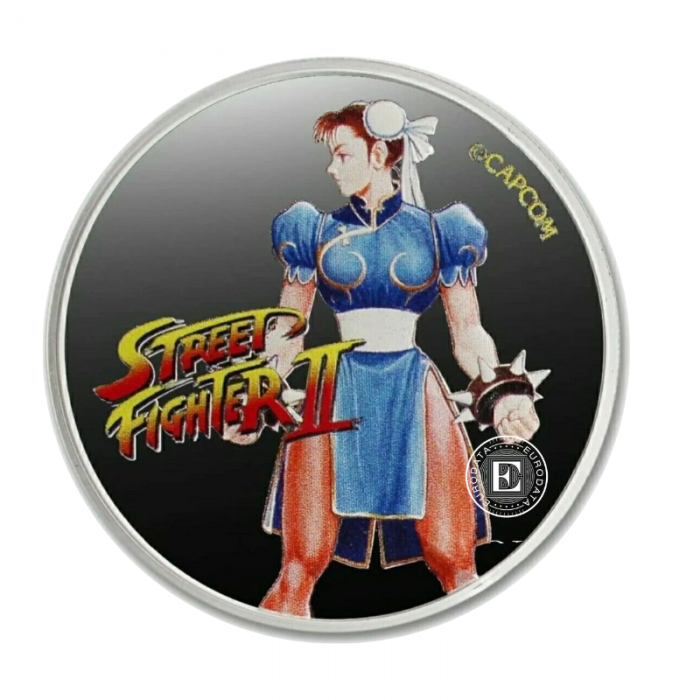 1 oz (31.10 g) silver colored coin Street Fighter -  Chun Li, Fiji 2021