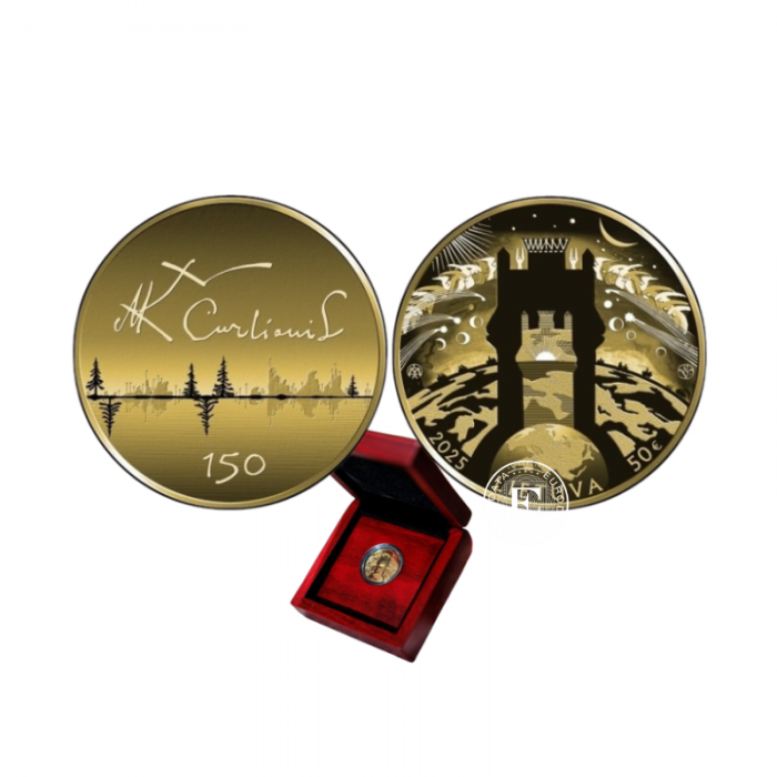 50 eurų (7.78 g) auksinė PROOF moneta Mikalojaus Konstantino Čiurlionio gimimo 150-metis, Lietuva 2025