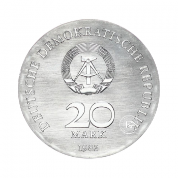 20 markių (20.9 g) sidabrinė moneta Clara Zetkin, Vokietija 1982
