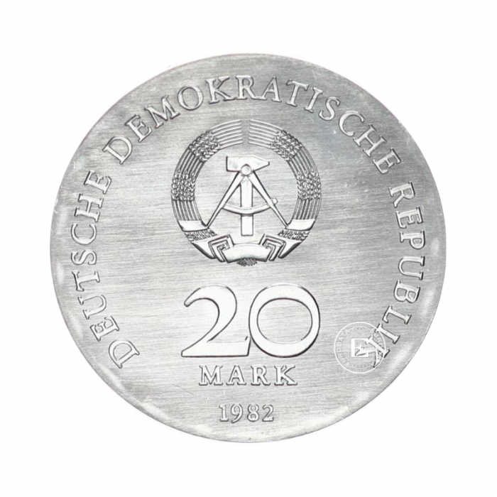 20 marks  (20.9 g)  pièce d'argent Clara Zetkin, Allemagne 1982