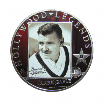 1 oz (31.10 g) pièce PROOF coloree d'argent  Hollywood legends - Clark Cable, Iles Cook 2010