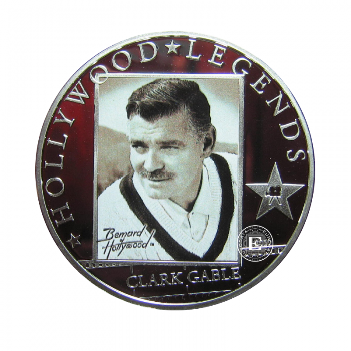 1 oz (31.10 g) sidabrinė PROOF spalvota moneta Holivudo legendos - Clark Cable, Kuko Salos 2010