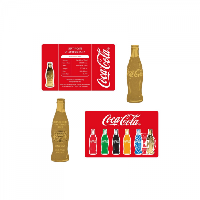 1/1000 oz auksinė moneta kortelėje Coca-Cola, Čadas
