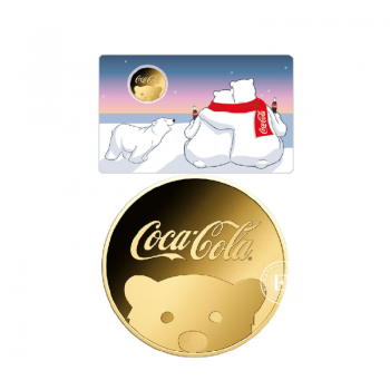 1/1000 oz auksinė moneta kortelėje Coca Cola Polar Bears, Čadas