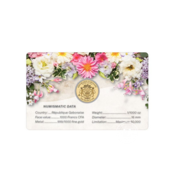 1/1000 oz auksinė moneta kortelėje Congratulation - Flowers, Gabonas