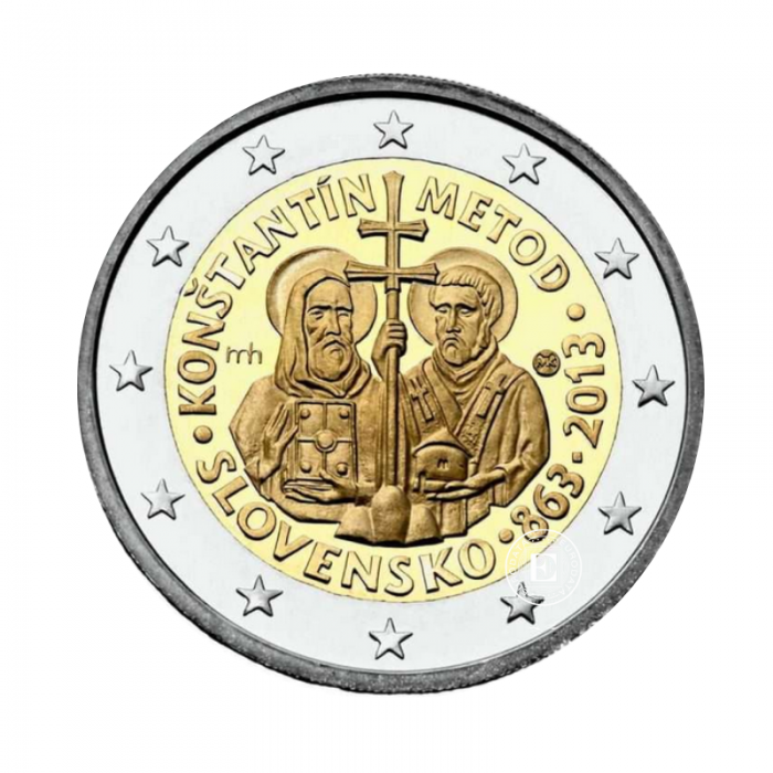2 Eur moneta Konstantino ir Metodijaus misijos 1150-osios metinės, Slovakija 2013