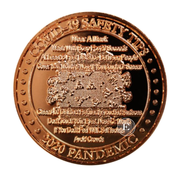 1 oz (31.10 g) varinė moneta Covid 19 safety Tips, JAV (atsitiktiniai metai)