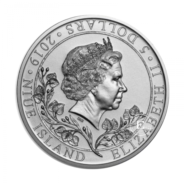 2 oz (62.20 g) sidabrinė moneta Čekijos liūtas, Niujė 2019