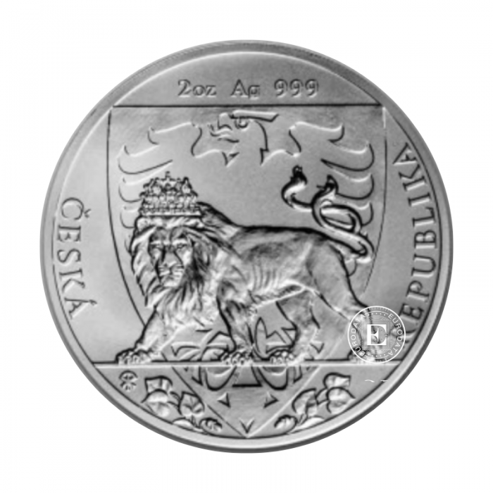 2 oz (62.20 g) sidabrinė moneta Čekijos liūtas, Niujė 2020