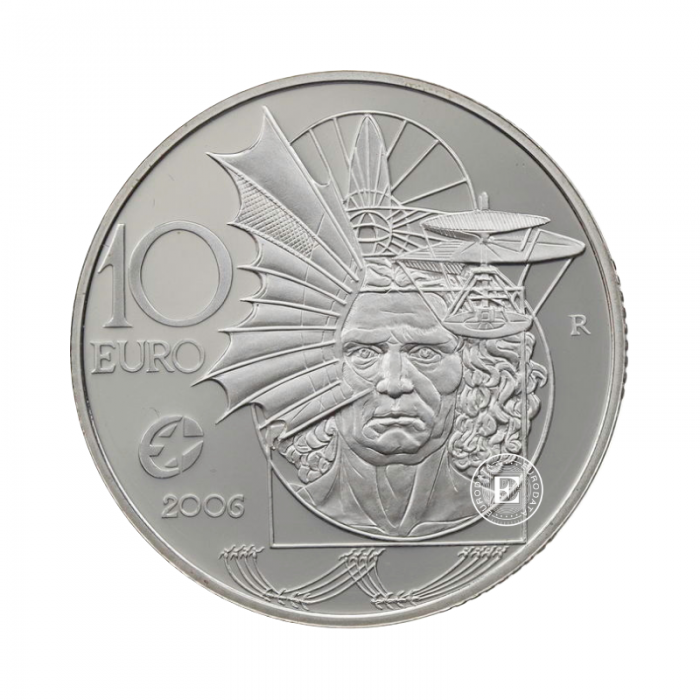 10 Eur (22 g) Silbermünze PROOF Leonardo da Vinci, Italien 2006