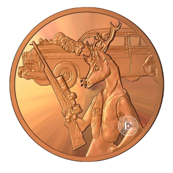 1 oz copper round Deer Hunter, USA (random year)