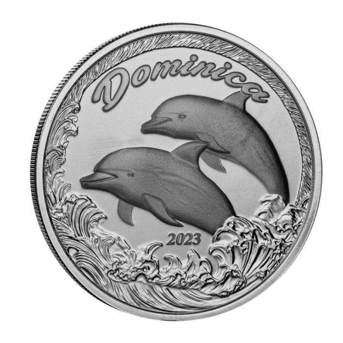 1 oz (31.10 g)  Silbermünze EC8 Dominica  -  Dolphin, Östliche Karibik 2023