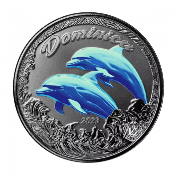 1 oz (31.10 g)  srebrna kolorowa moneta EC8 Dominica -  Dolphin, Wschodnie Karaiby 2023