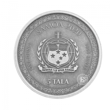 1 oz (31.10 g) sidabrinė moneta Momotaro and the Demon in Anime Style (Legends of Japan), Samoa 2020 (Antique Finish)