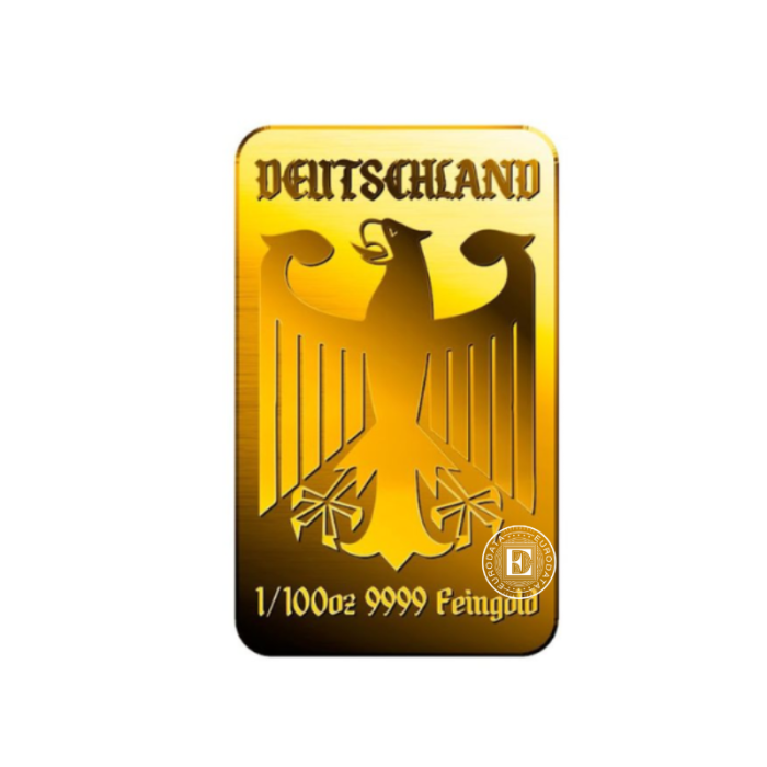 1/100 oz investicinio aukso luitas German Eagle Flag, Private Mint 999.9
