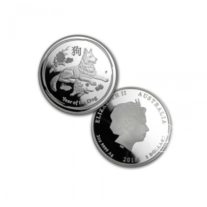 3.5 oz (108.85 g) silber Münzenset PROOF Lunar II - Year of  Dog, Australien 2018