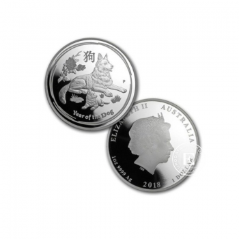 3.5 oz (108.85 g) sidabrinių PROOF monetų rinkinys Lunar II -  Šuns metai, Australija 2018