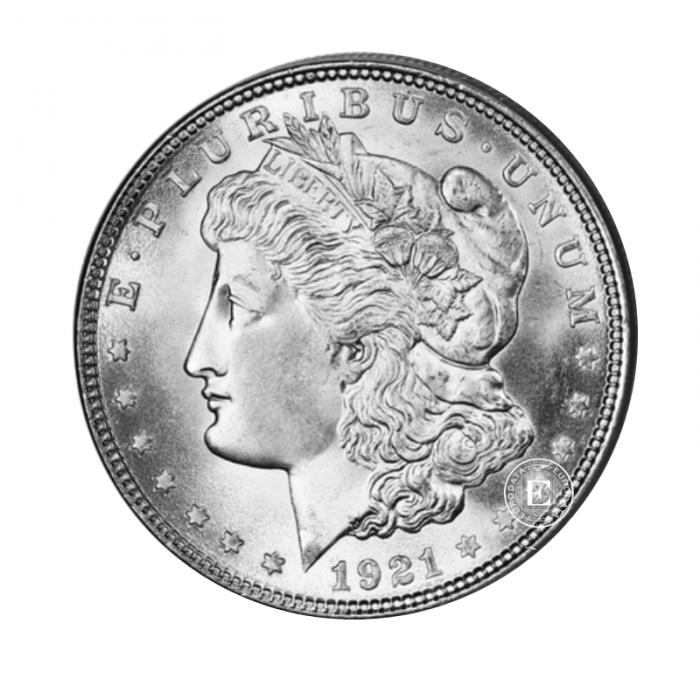 1 dolerio (24.05 g) sidabrinė moneta Morgan Dollar, JAV (atsitiktiniai metai)