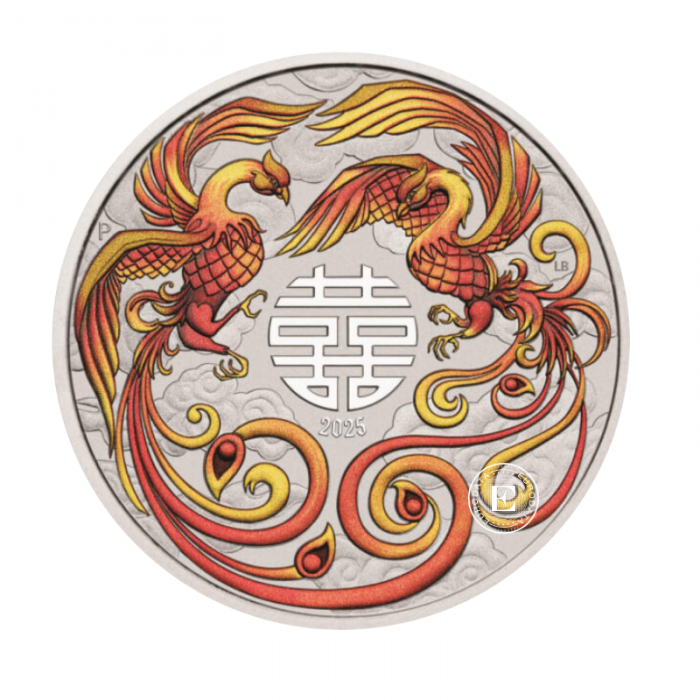 1 oz (31.10 g) silbermünze farbig Myths and Legends - Double Phoenix, Australia 2025 (rot)
