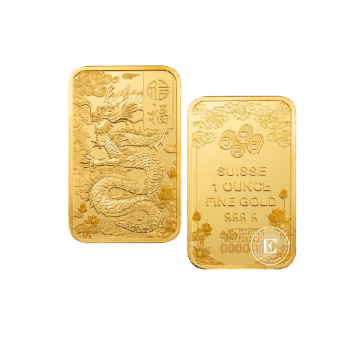 1 oz (31.10 g) aukso luitas  Drakonas - Good Luck, PAMP 999.9