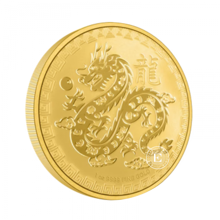 1 oz (31.10 g) złota moneta Lunar - Dragon, Niue 2024
