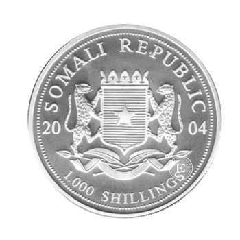 1 oz (31.10 g) sidabrinė moneta Afrikos laukinė gamta - Dramblys, Somalis 2004