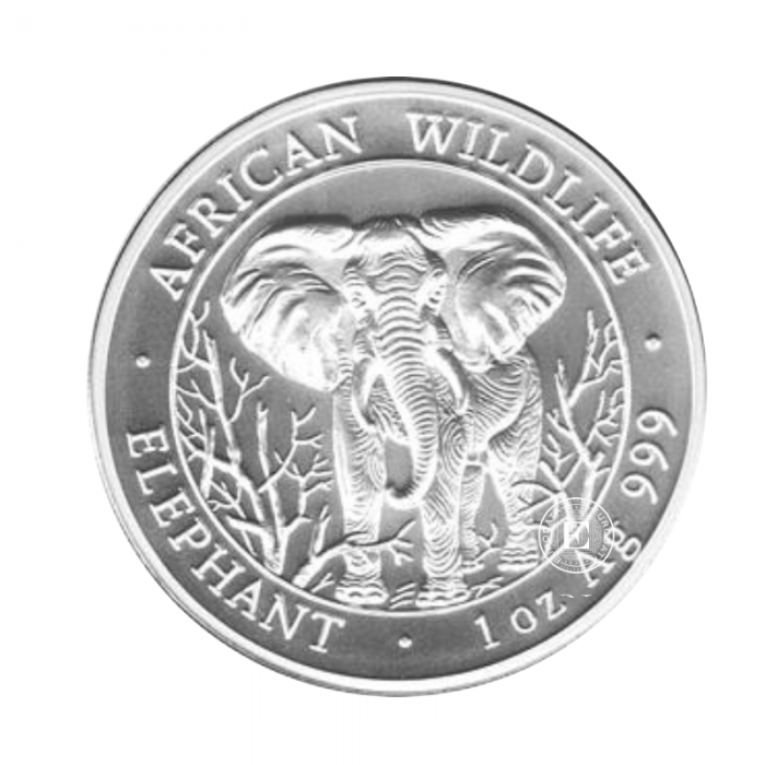 1 oz (31.10 g) srebrna moneta Elephant, Somalia 2004