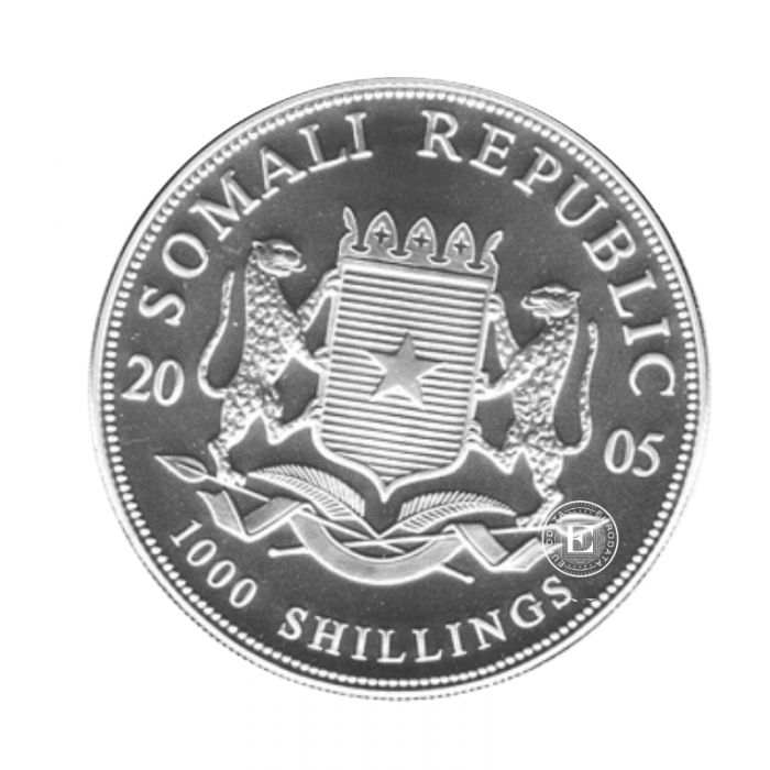 1 oz (31.10 g) srebrna moneta Elephant, Somalia 2005