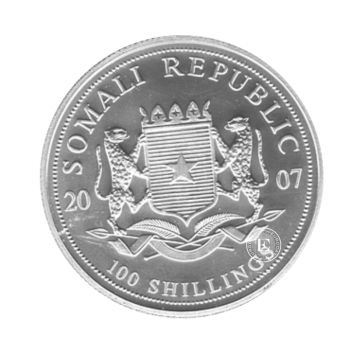 1 oz (31.10 g) sidabrinė moneta Afrikos laukinė gamta - Dramblys, Somalis 2007