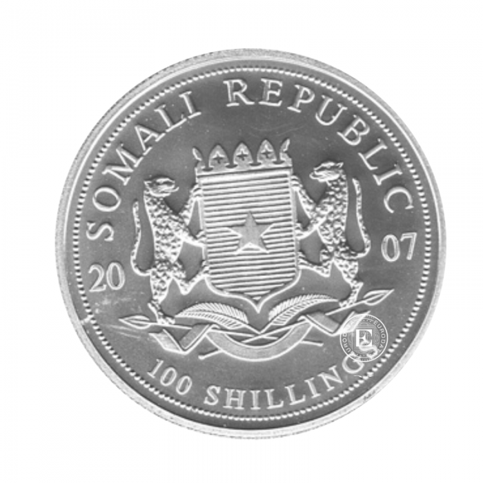 1 oz (31.10 g) pièce d'argent Elephant, Somalie 2007