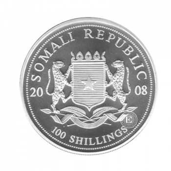 1 oz (31.10 g) sidabrinė moneta Afrikos laukinė gamta - Dramblys, Somalis 2008