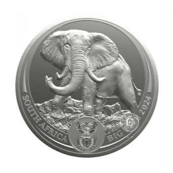 1 oz (31.10 g) sidabrinė moneta kortelėje Didysis penketas - Dramblys, Pietų Afrikos Respublika 2024