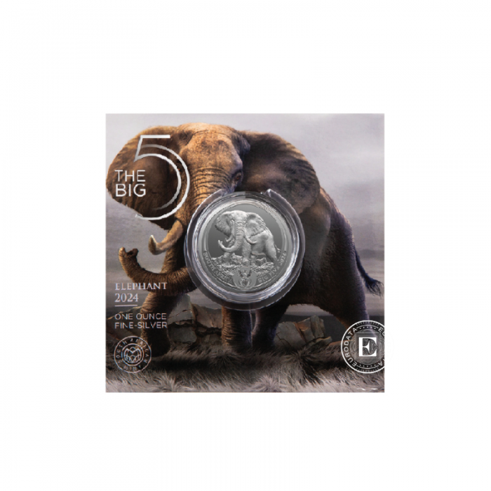 1 oz (31.10 g) Silbermünze auf de Karte Big Five – Elephant, Republik Südafrika 2024