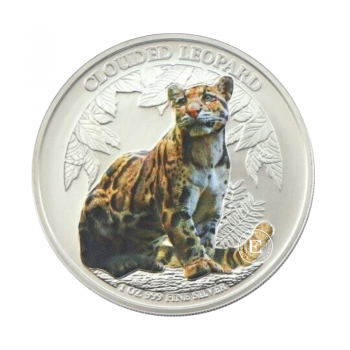 1 oz (31.10 g) srebrna kolorowa moneta Clouded Leopard, Kambodża 2023