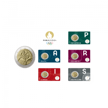 2 Eur monetų rinkinys kortelėje 2024 m. Paryžiaus olimpinės žaidynės, Prancūzija 2024