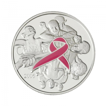 25.18 g silver colored  coin Enamel Pink Ribbon, Canada 2006
