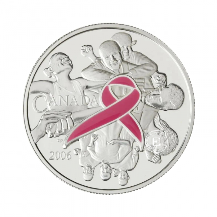 25.18 g pièce coloree d'argent Enamel Pink Ribbon, Canada 2006