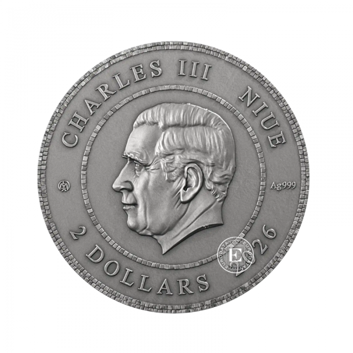 2 Dollar (62.20 g) Silbermünze White Deer, Niue 2026 (mit Zertifikat)