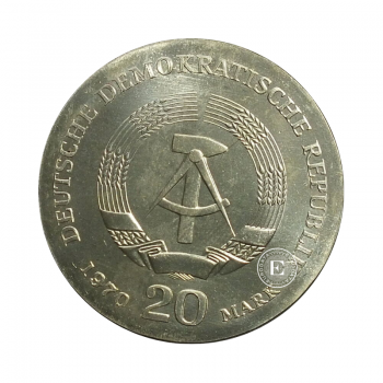 20 markių (20.9 g) sidabrinė moneta 150-osios filosofo Friedricho Engelso gimimo metinės, Vokietija 1970