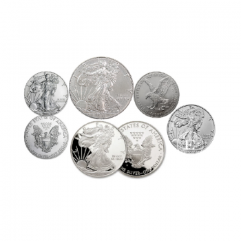 1 oz (31.10 g) sidabrinė moneta Amerikos Erelis, JAV (atsitiktiniai metai)
