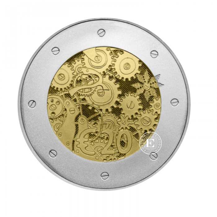 20 Eur (14.6 g) auksinė - sidabrinė  PROOF moneta Euro įvedimas, Estija 2011