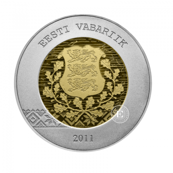 20 Eur (14.6 g) srebrna - złota PROOF moneta  Introduction of euro, Estonia 2011