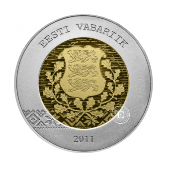 20 Eur (14.6 g) auksinė - sidabrinė  PROOF moneta Euro įvedimas, Estija 2011