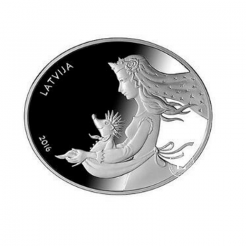 5 Eur (28.28 g)  srebrna PROOF moneta  Fairy tale - Hedhehog's coat, Łotwa 2016