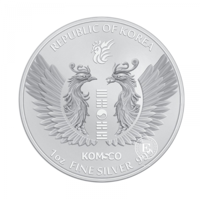 1 oz  (31.10 g) sidabrinė moneta Korean Phoenix, Pietų Korėja 2022