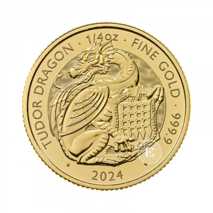 1/4 oz (7.78 g) złota moneta The Royal Tudor Beasts - Dragon, Wielka Brytania, 2024