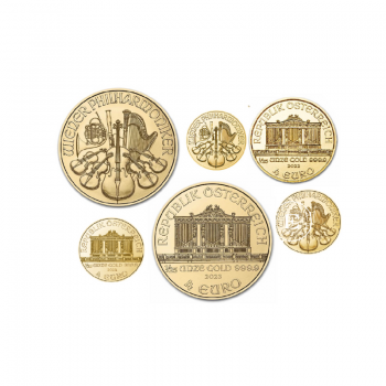 1/25 oz (1.24 g) auksinė moneta Vienos Filharmonija, Austrija (atsitiktiniai metai)
