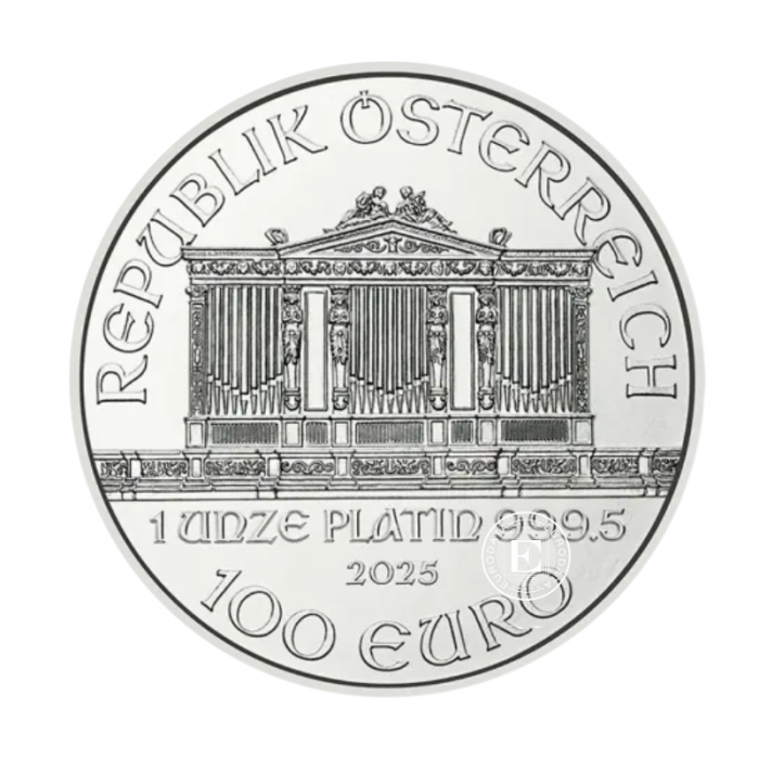 1 oz (31.10 g) pièce de platine  Philharmonie, Autriche 2025